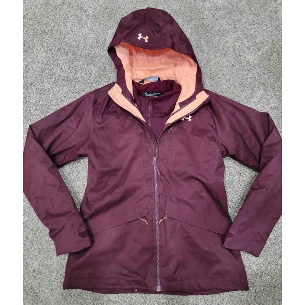 Under Armour 3 In 1 Winter Snow Jacket Women’s Small Cold Gear Maroon & Orange